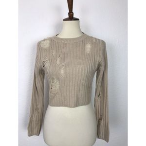 Hera Collection Distressed Tan Sweater